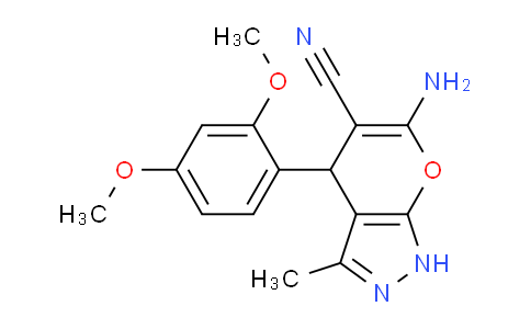 CAS No. 89607-46-5, 6-Amino-4-(2,4-dimethoxyphenyl)-3-methyl-1,4-dihydropyrano[2,3-c]pyrazole-5-carbonitrile