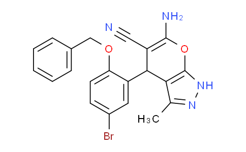 CAS No. 315244-84-9, 6-Amino-4-(2-(benzyloxy)-5-bromophenyl)-3-methyl-1,4-dihydropyrano[2,3-c]pyrazole-5-carbonitrile