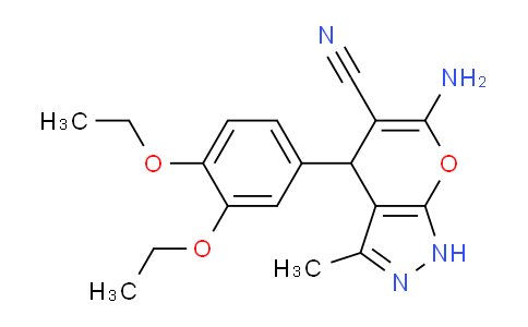 CAS No. 315244-91-8, 6-Amino-4-(3,4-diethoxyphenyl)-3-methyl-1,4-dihydropyrano[2,3-c]pyrazole-5-carbonitrile
