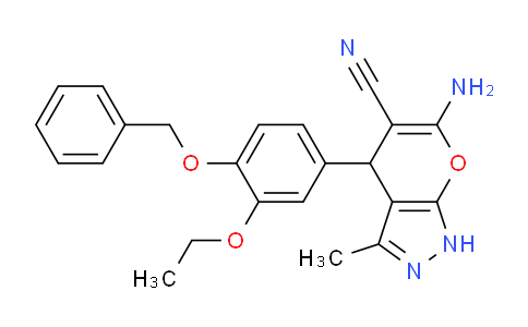 CAS No. 315244-98-5, 6-Amino-4-(4-(benzyloxy)-3-ethoxyphenyl)-3-methyl-1,4-dihydropyrano[2,3-c]pyrazole-5-carbonitrile