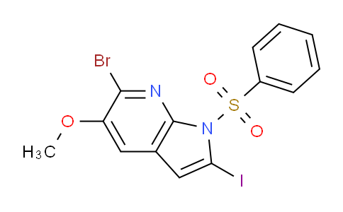 CAS No. 1227270-99-6, 6-Bromo-2-iodo-5-methoxy-1-(phenylsulfonyl)-1H-pyrrolo[2,3-b]pyridine