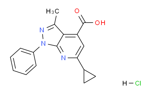 CAS No. 1417566-79-0, 6-Cyclopropyl-3-methyl-1-phenyl-1H-pyrazolo[3,4-b]pyridine-4-carboxylic acid hydrochloride