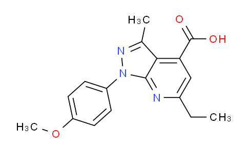 CAS No. 1018053-14-9, 6-Ethyl-1-(4-methoxyphenyl)-3-methyl-1H-pyrazolo[3,4-b]pyridine-4-carboxylic acid