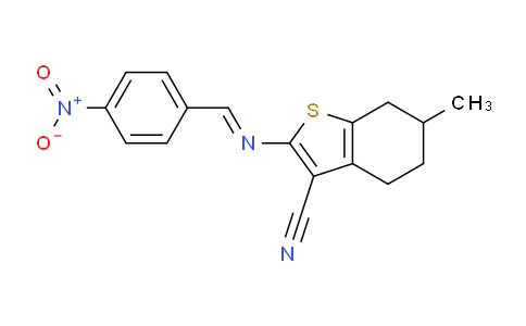 CAS No. 331962-75-5, 6-Methyl-2-((4-nitrobenzylidene)amino)-4,5,6,7-tetrahydrobenzo[b]thiophene-3-carbonitrile