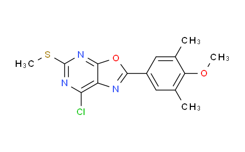 CAS No. 1417620-27-9, 7-Chloro-2-(4-methoxy-3,5-dimethylphenyl)-5-(methylthio)oxazolo[5,4-d]pyrimidine