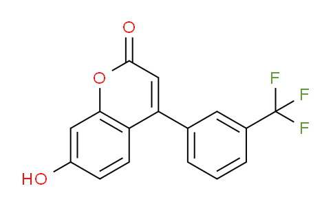 CAS No. 386704-09-2, 7-Hydroxy-4-(3-(trifluoromethyl)phenyl)-2H-chromen-2-one