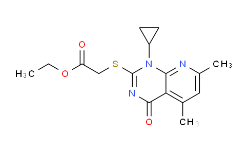 CAS No. 938015-58-8, Ethyl 2-((1-cyclopropyl-5,7-dimethyl-4-oxo-1,4-dihydropyrido[2,3-d]pyrimidin-2-yl)thio)acetate