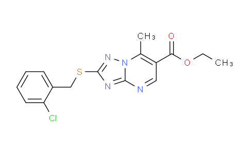 CAS No. 907971-32-8, Ethyl 2-((2-chlorobenzyl)thio)-7-methyl-[1,2,4]triazolo[1,5-a]pyrimidine-6-carboxylate