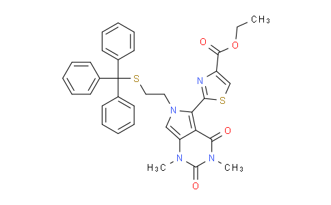 CAS No. 1614252-42-4, Ethyl 2-(1,3-dimethyl-2,4-dioxo-6-(2-(tritylthio)ethyl)-2,3,4,6-tetrahydro-1H-pyrrolo[3,4-d]pyrimidin-5-yl)thiazole-4-carboxylate
