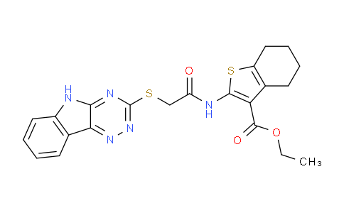 CAS No. 329732-77-6, Ethyl 2-(2-((5H-[1,2,4]triazino[5,6-b]indol-3-yl)thio)acetamido)-4,5,6,7-tetrahydrobenzo[b]thiophene-3-carboxylate
