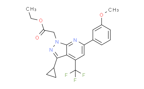 CAS No. 1018051-21-2, Ethyl 2-(3-cyclopropyl-6-(3-methoxyphenyl)-4-(trifluoromethyl)-1H-pyrazolo[3,4-b]pyridin-1-yl)acetate