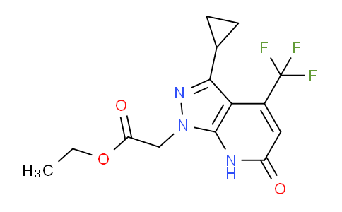 CAS No. 1018142-74-9, Ethyl 2-(3-cyclopropyl-6-oxo-4-(trifluoromethyl)-6,7-dihydro-1H-pyrazolo[3,4-b]pyridin-1-yl)acetate