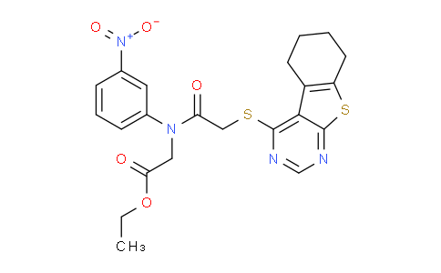 CAS No. 332161-32-7, Ethyl 2-(N-(3-nitrophenyl)-2-((5,6,7,8-tetrahydrobenzo[4,5]thieno[2,3-d]pyrimidin-4-yl)thio)acetamido)acetate