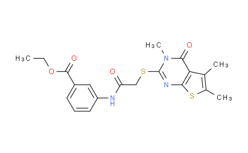 CAS No. 333406-78-3, Ethyl 3-(2-((3,5,6-trimethyl-4-oxo-3,4-dihydrothieno[2,3-d]pyrimidin-2-yl)thio)acetamido)benzoate