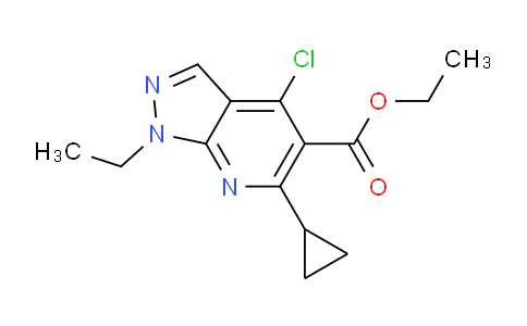 CAS No. 865713-66-2, Ethyl 4-chloro-6-cyclopropyl-1-ethyl-1H-pyrazolo[3,4-b]pyridine-5-carboxylate