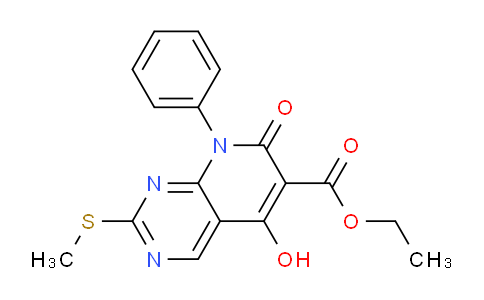 CAS No. 1253791-97-7, Ethyl 5-hydroxy-2-(methylthio)-7-oxo-8-phenyl-7,8-dihydropyrido[2,3-d]pyrimidine-6-carboxylate