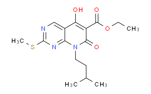 CAS No. 1253790-09-8, Ethyl 5-hydroxy-8-isopentyl-2-(methylthio)-7-oxo-7,8-dihydropyrido[2,3-d]pyrimidine-6-carboxylate