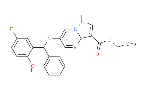 MC682683 | 1951445-02-5 | Ethyl 6-(((5-fluoro-2-hydroxyphenyl)(phenyl)methyl)amino)-1,3a-dihydropyrazolo[1,5-a]pyrimidine-3-carboxylate