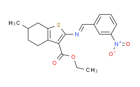 CAS No. 331962-77-7, Ethyl 6-methyl-2-((3-nitrobenzylidene)amino)-4,5,6,7-tetrahydrobenzo[b]thiophene-3-carboxylate