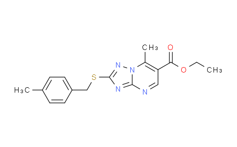 CAS No. 1306738-68-0, Ethyl 7-methyl-2-((4-methylbenzyl)thio)-[1,2,4]triazolo[1,5-a]pyrimidine-6-carboxylate