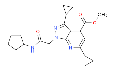 MC683153 | 1018051-53-0 | Methyl 1-(2-(cyclopentylamino)-2-oxoethyl)-3,6-dicyclopropyl-1H-pyrazolo[3,4-b]pyridine-4-carboxylate