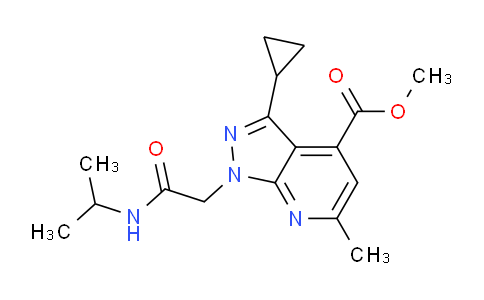 CAS No. 1018141-99-5, Methyl 3-cyclopropyl-1-(2-(isopropylamino)-2-oxoethyl)-6-methyl-1H-pyrazolo[3,4-b]pyridine-4-carboxylate