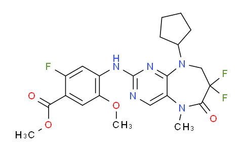 CAS No. 1201692-49-0, Methyl 4-((9-cyclopentyl-7,7-difluoro-5-methyl-6-oxo-6,7,8,9-tetrahydro-5H-pyrimido[4,5-b][1,4]diazepin-2-yl)amino)-2-fluoro-5-methoxybenzoate