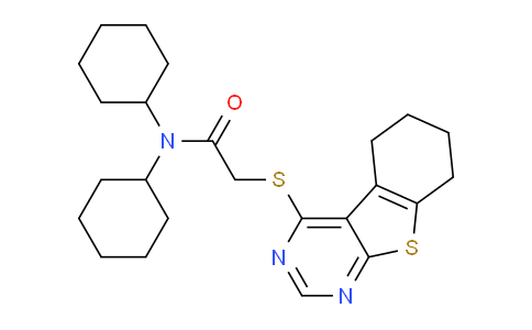 CAS No. 332161-56-5, N,N-Dicyclohexyl-2-((5,6,7,8-tetrahydrobenzo[4,5]thieno[2,3-d]pyrimidin-4-yl)thio)acetamide