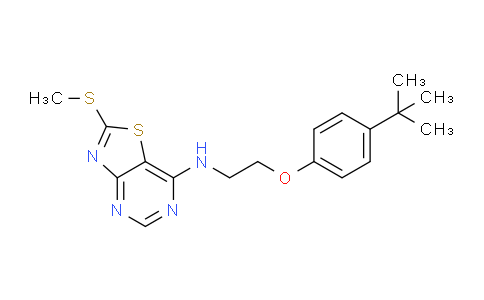 CAS No. 1000574-61-7, N-(2-(4-(tert-Butyl)phenoxy)ethyl)-2-(methylthio)thiazolo[4,5-d]pyrimidin-7-amine