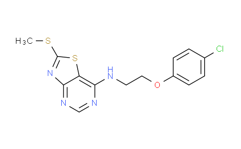 CAS No. 1000574-50-4, N-(2-(4-Chlorophenoxy)ethyl)-2-(methylthio)thiazolo[4,5-d]pyrimidin-7-amine