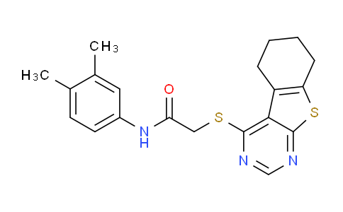 CAS No. 332161-97-4, N-(3,4-Dimethylphenyl)-2-((5,6,7,8-tetrahydrobenzo[4,5]thieno[2,3-d]pyrimidin-4-yl)thio)acetamide