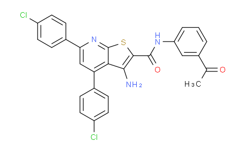 CAS No. 444157-30-6, N-(3-Acetylphenyl)-3-amino-4,6-bis(4-chlorophenyl)thieno[2,3-b]pyridine-2-carboxamide