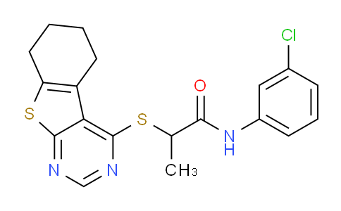 CAS No. 332161-81-6, N-(3-Chlorophenyl)-2-((5,6,7,8-tetrahydrobenzo[4,5]thieno[2,3-d]pyrimidin-4-yl)thio)propanamide