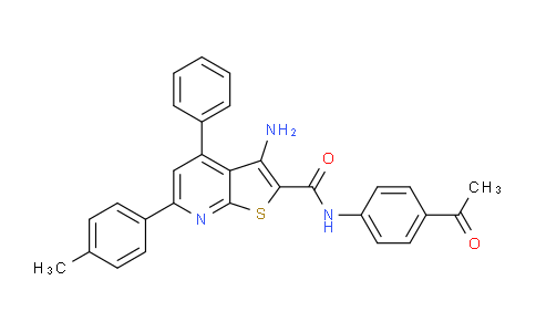 CAS No. 332155-09-6, N-(4-Acetylphenyl)-3-amino-4-phenyl-6-(p-tolyl)thieno[2,3-b]pyridine-2-carboxamide
