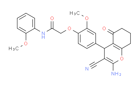 CAS No. 333417-69-9, 2-(4-(2-Amino-3-cyano-5-oxo-5,6,7,8-tetrahydro-4H-chromen-4-yl)-2-methoxyphenoxy)-N-(2-methoxyphenyl)acetamide