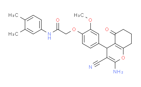 CAS No. 352435-72-4, 2-(4-(2-Amino-3-cyano-5-oxo-5,6,7,8-tetrahydro-4H-chromen-4-yl)-2-methoxyphenoxy)-N-(3,4-dimethylphenyl)acetamide