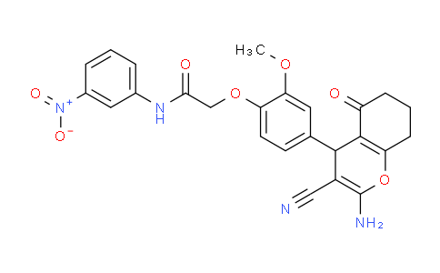 CAS No. 333778-09-9, 2-(4-(2-Amino-3-cyano-5-oxo-5,6,7,8-tetrahydro-4H-chromen-4-yl)-2-methoxyphenoxy)-N-(3-nitrophenyl)acetamide