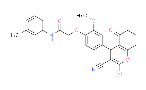 CAS No. 336179-98-7, 2-(4-(2-Amino-3-cyano-5-oxo-5,6,7,8-tetrahydro-4H-chromen-4-yl)-2-methoxyphenoxy)-N-(m-tolyl)acetamide