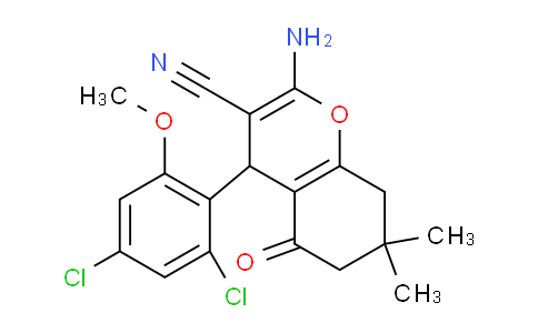 CAS No. 334498-00-9, 2-Amino-4-(2,4-dichloro-6-methoxyphenyl)-7,7-dimethyl-5-oxo-5,6,7,8-tetrahydro-4H-chromene-3-carbonitrile