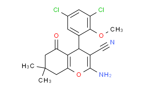 CAS No. 332177-06-7, 2-Amino-4-(3,5-dichloro-2-methoxyphenyl)-7,7-dimethyl-5-oxo-5,6,7,8-tetrahydro-4H-chromene-3-carbonitrile