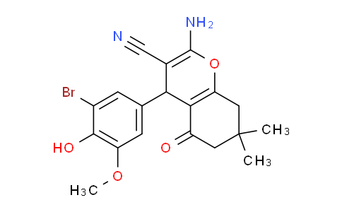 CAS No. 332053-46-0, 2-Amino-4-(3-bromo-4-hydroxy-5-methoxyphenyl)-7,7-dimethyl-5-oxo-5,6,7,8-tetrahydro-4H-chromene-3-carbonitrile