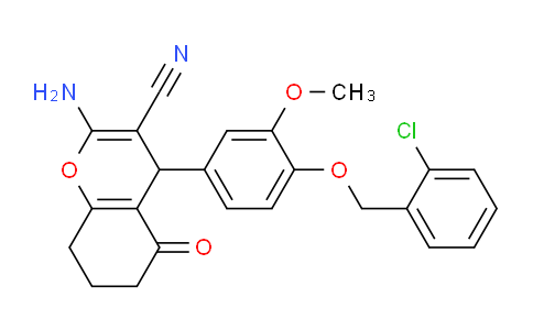 CAS No. 315245-11-5, 2-Amino-4-(4-((2-chlorobenzyl)oxy)-3-methoxyphenyl)-5-oxo-5,6,7,8-tetrahydro-4H-chromene-3-carbonitrile