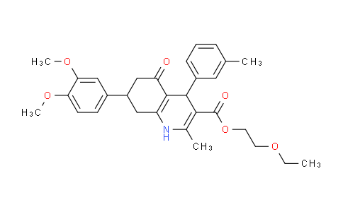 CAS No. 332929-20-1, 2-Ethoxyethyl 7-(3,4-dimethoxyphenyl)-2-methyl-5-oxo-4-(m-tolyl)-1,4,5,6,7,8-hexahydroquinoline-3-carboxylate