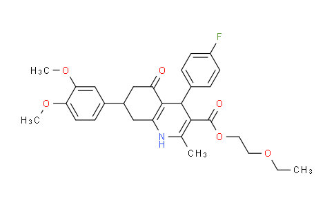 CAS No. 332923-65-6, 2-Ethoxyethyl 7-(3,4-dimethoxyphenyl)-4-(4-fluorophenyl)-2-methyl-5-oxo-1,4,5,6,7,8-hexahydroquinoline-3-carboxylate