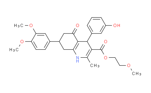 CAS No. 493002-68-9, 2-Methoxyethyl 7-(3,4-dimethoxyphenyl)-4-(3-hydroxyphenyl)-2-methyl-5-oxo-1,4,5,6,7,8-hexahydroquinoline-3-carboxylate