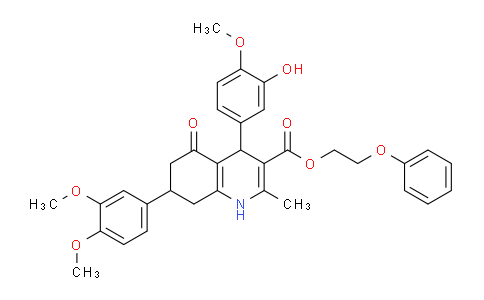 MC685412 | 494195-55-0 | 2-Phenoxyethyl 7-(3,4-dimethoxyphenyl)-4-(3-hydroxy-4-methoxyphenyl)-2-methyl-5-oxo-1,4,5,6,7,8-hexahydroquinoline-3-carboxylate