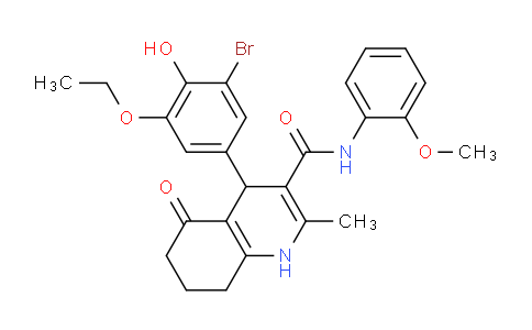 CAS No. 494195-84-5, 4-(3-Bromo-5-ethoxy-4-hydroxyphenyl)-N-(2-methoxyphenyl)-2-methyl-5-oxo-1,4,5,6,7,8-hexahydroquinoline-3-carboxamide