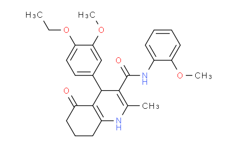 CAS No. 493017-01-9, 4-(4-Ethoxy-3-methoxyphenyl)-N-(2-methoxyphenyl)-2-methyl-5-oxo-1,4,5,6,7,8-hexahydroquinoline-3-carboxamide