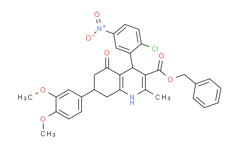 CAS No. 503864-67-3, Benzyl 4-(2-chloro-5-nitrophenyl)-7-(3,4-dimethoxyphenyl)-2-methyl-5-oxo-1,4,5,6,7,8-hexahydroquinoline-3-carboxylate