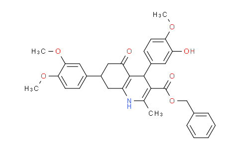 CAS No. 494194-24-0, Benzyl 7-(3,4-dimethoxyphenyl)-4-(3-hydroxy-4-methoxyphenyl)-2-methyl-5-oxo-1,4,5,6,7,8-hexahydroquinoline-3-carboxylate